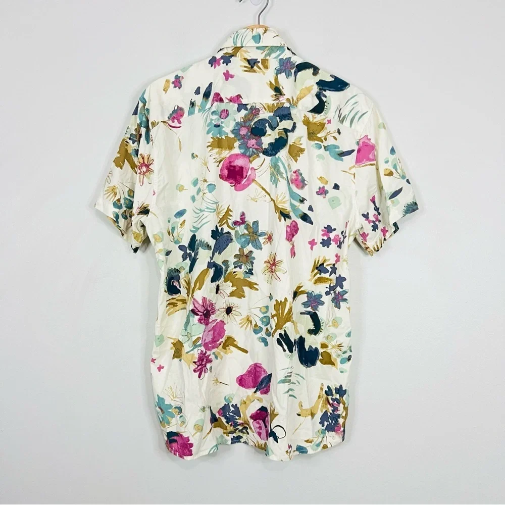 A&F Multicolor Floral Stretch Button Up Shirt L